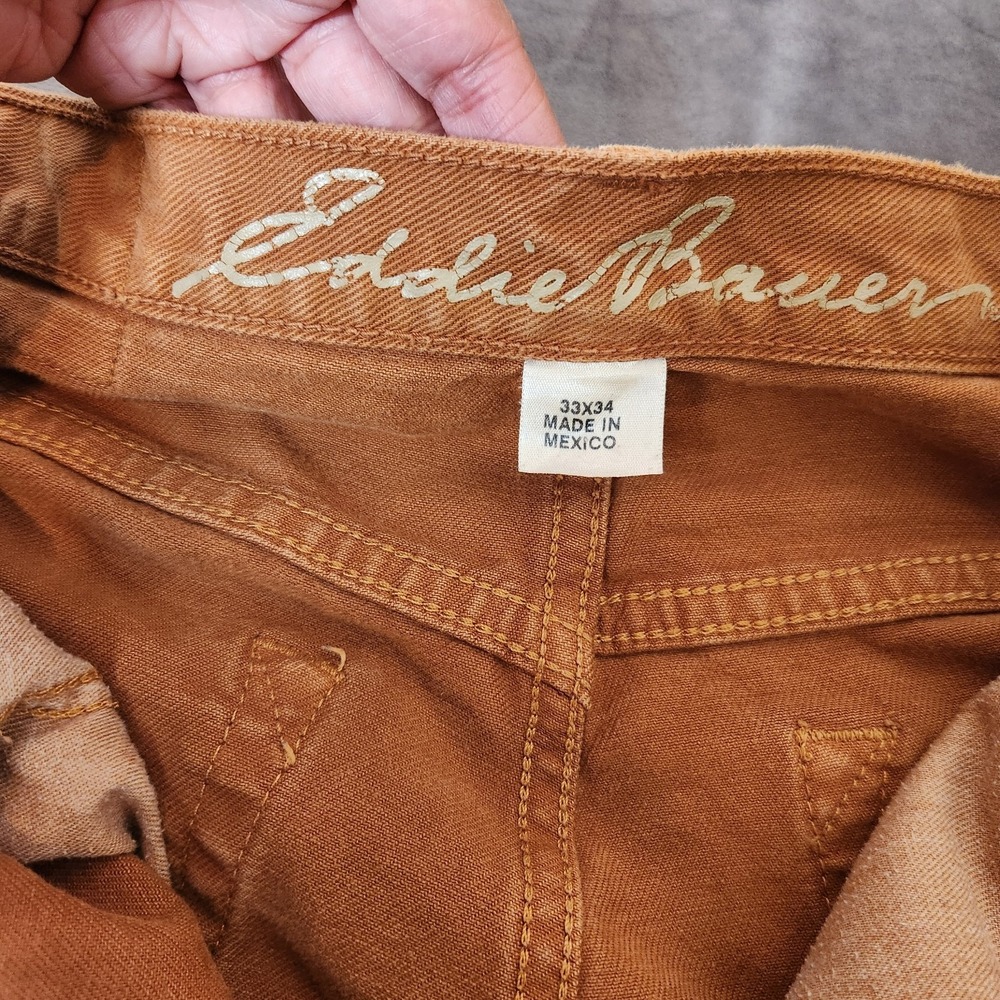 Eddie Bauer Men Vintage Jeans 33x34 Actual 33x32.5 Brown Cotton Denim Straight - Picture 8 of 15